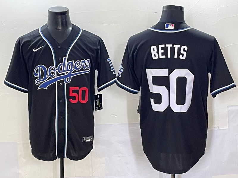 Men 2025 Los Angeles Dodgers #50 Betts Black Three generations Fashion Nike MLB Jersey style 7044